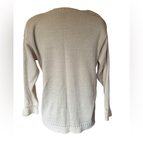 1980s Jantzen Eyelet Wooden Beaded V-Neck Sweater - Picture 4 of 5